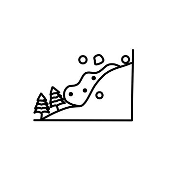 black and white avalanche scene clip art preview