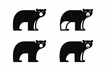 set of Polar Bear Flat silhouette Vector illustration design