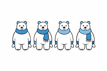 set of Polar Bear Flat Vector illustration design