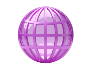 Magenta sphere, network design, gridded globe