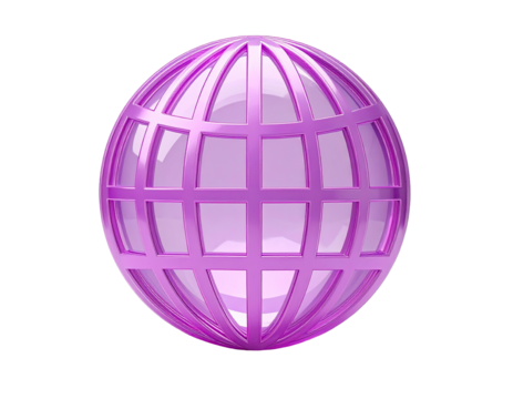 Magenta sphere, network design, gridded globe