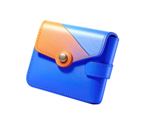 3D rendered blue and orange wallet