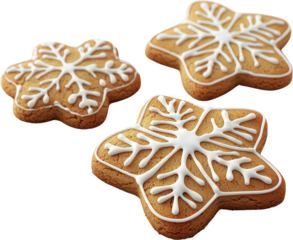 Gingerbread cookie snowflake icing holiday treat with cozy winter mood
