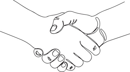 Continuous Line Drawing of a Handshake vector illustration