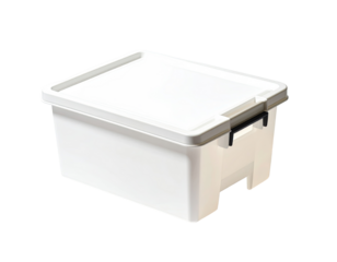 White storage box with lid and handle