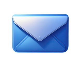 Blue email icon, light-shaded flap