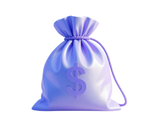 Light purple money bag with dollar sign