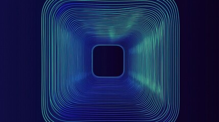 Abstract tunnel of blue and teal lines