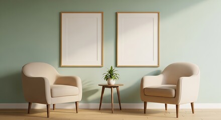 Relaxing Living Room with Armchairs and Artwork.