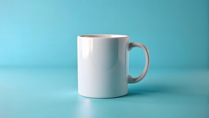 Minimalist White Mug on Aqua Background Perfect for Mockups and Product Presentations Ideal for Drinkware Designs and Advertising Campaigns