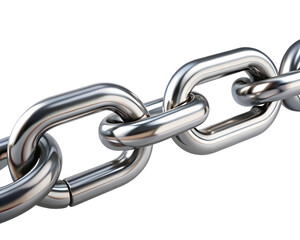 Obraz premium Shiny Interlocking Silver Metal Chain Links Depicting Strength and Connection on Transparent Background