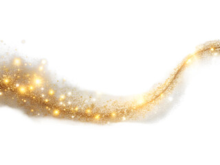 Golden glitter wave with sparkling particles flowing gracefully on transparent background beautiful golden