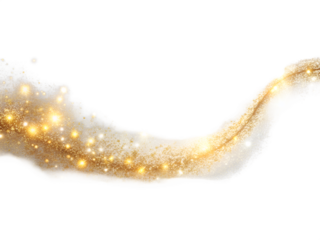 Golden glitter wave with sparkling particles flowing gracefully on transparent background beautiful golden