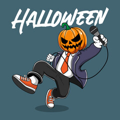 Pumpkin Vector Image Becomes The Host at The Halloween Party