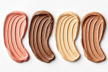 Swatches of varied makeup foundation shades