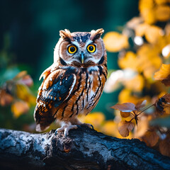 great horned owl on branch