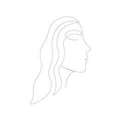 Profile silhouette of a woman's face line art head Vector illutration isolated on white background