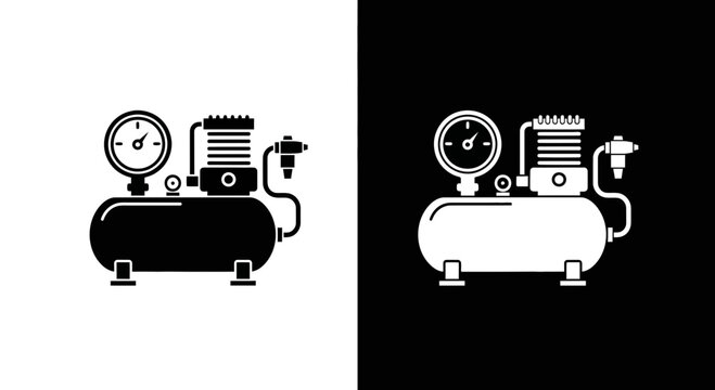 Modern industrial air compressor icon for equipment maintenance service