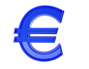 3D rendered, vibrant blue euro symbol