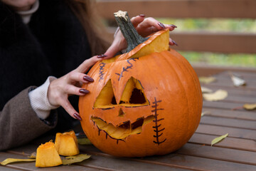 Creating a spooky pumpkin masterpiece for Halloween celebration