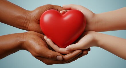Obraz premium Loving Hands: A Red Heart Shared, Symbolic Unity Image