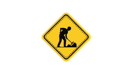 Attention construction work ahead symbol in vibrant yellow for safety and roadwork awareness campaigns