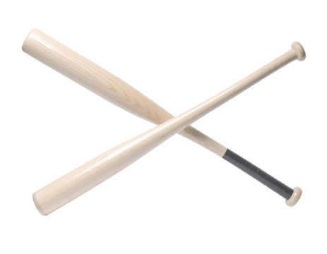 Two wooden baseball bats crossed