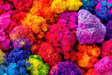 Close-up of vibrant colorful powder pigments