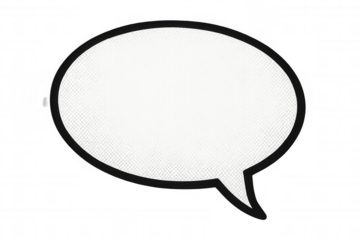 Blank white speech bubble featuring black outline, transparent background - perfect for graphic design, comic creation, custom messaging