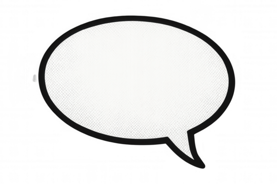 Blank white speech bubble featuring black outline, transparent background - perfect for graphic design, comic creation, custom messaging