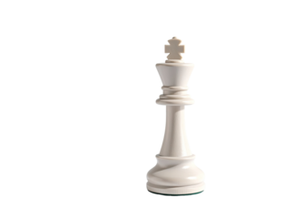 Isolated white chess king, vertical