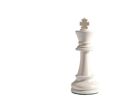 Isolated white chess king, vertical