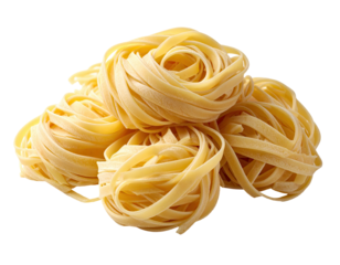 A pile of uncooked pasta, light yellow in color, with strands tightly clustered together