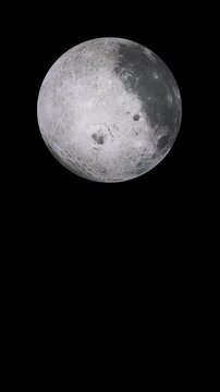 Moon Background. Moon rotating on a black background. Seamless loop animation.