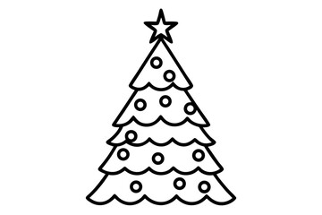 line art Christmas Tree Flat silhouette Vector illustration design
