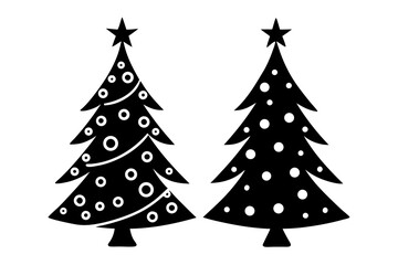 Obraz premium Christmas Tree Flat silhouette Vector illustration design