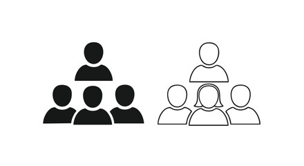 Teamwork and leadership icons for successful collaboration and business management decisions, team building concept
