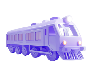 Light purple, stylized train, 3D model
