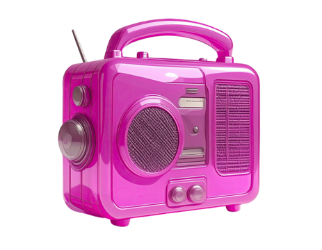 Shiny magenta portable radio with handles