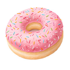 Pink Sprinkled Donut, isolated on transparent background
