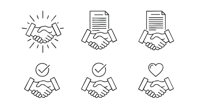 Sealed deal with trust and partnership icons for business collaboration and successful agreement concepts