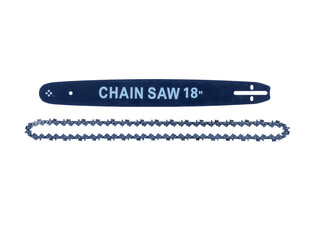 Guide bar and chain for chainsaw. Set of the replacement parts. Logging accessories and spare parts