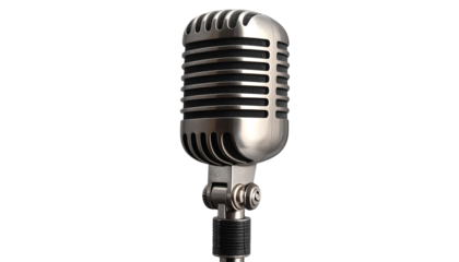 Mic PNG, Professional Microphone for Singing, Recording, and Broadcasting, Transparent Background, Audio Equipment Illustration, Music and Podcast Design