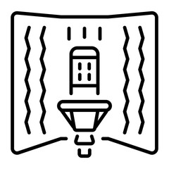 A linear icon depicting an isolation shield