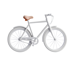 White bicycle with tan seat