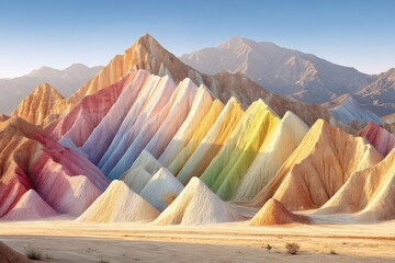 Colorful mountains range in a desert landscape