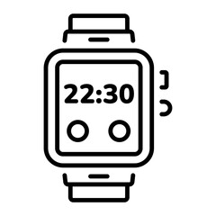 A linear icon depicting a smartwatch
