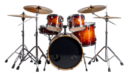 Drum Kit PNG, Complete Set of Drums with Cymbals, Transparent Background, Music Instrument Illustration, Band and Performance Design