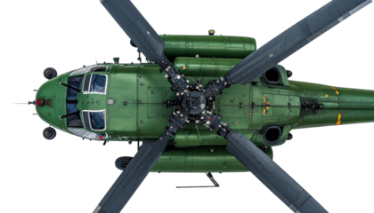 Helicopter Top View PNG, Military or Civil Helicopter Seen from Above, Transparent Background, Aviation Illustration, Aircraft and Air Travel Design
