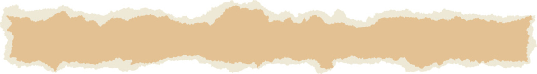 Paper with ripped sides. Piece of torn sheet for border and frame layouts. Cutout textured form for collage art. Rough stripe detail for scrapbooking projects.